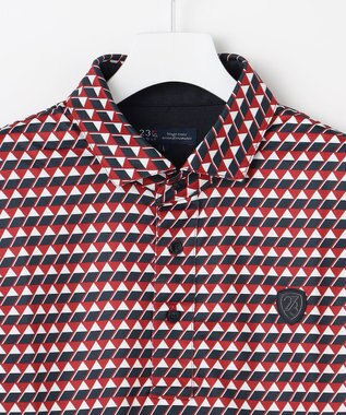 23区GOLF 【MEN】フラッグ総柄ポロシャツ レッド系5