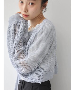 earth music&ecology リボンメッシュボレロ Light Gray