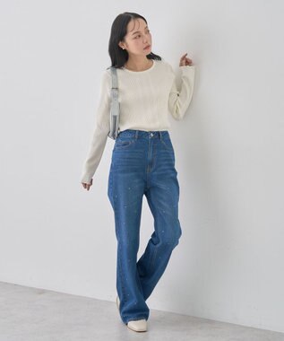 earth music&ecology パール＆ビジュースリーブプルオーバー Ivory