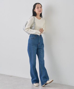 earth music&ecology パール＆ビジュースリーブプルオーバー Ivory