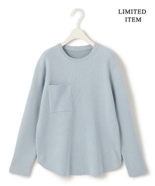 ICB 【WEB限定・洗える】ウールポリエステル クルーネックプルオーバー ライトブルー系