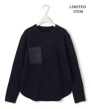 ICB 【WEB限定・洗える】ウールポリエステル クルーネックプルオーバー ネイビー系