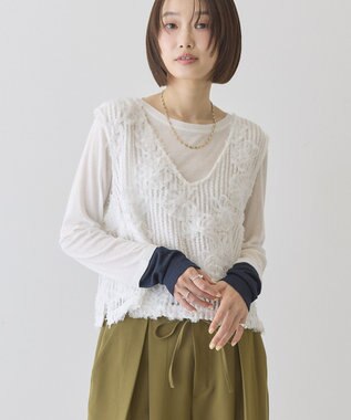 AMERICAN HOLIC 【選べる丈】Ｖネックレースベスト Off White