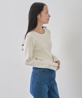 earth music&ecology パール＆ビジュースリーブプルオーバー Ivory