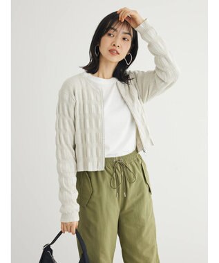 Green Parks ・ＡＮＤ　ＳＥＡＲＣＨ　ラメランダムリブカーディガン Ivory