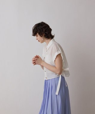 GRACE CONTINENTAL メッシュポンチョシャツ ホワイト