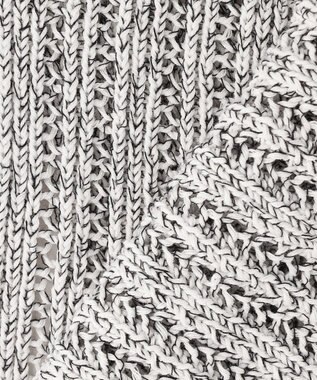 ICB L コットンツイスター ニットベスト オフホワイト×ブラックミックス