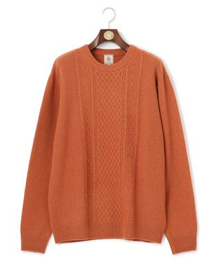 J.PRESS MEN 【KING SIZE】【Cash Lamb's Wool】ケーブルクルーネック ニット オレンジ系