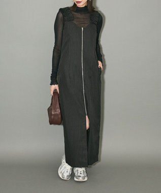 Green Parks フロントジップキャミワンピース Black