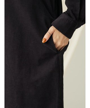 CRAFT STANDARD BOUTIQUE コーデュロイパールドット釦ワンピース Charcoal Gray