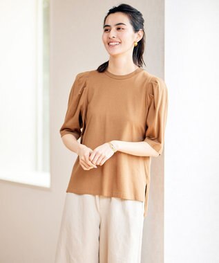 UNFILO マルチエフェクト ボリュームスリーブ Tシャツ キャメル