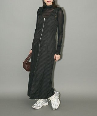 Green Parks フロントジップキャミワンピース Black