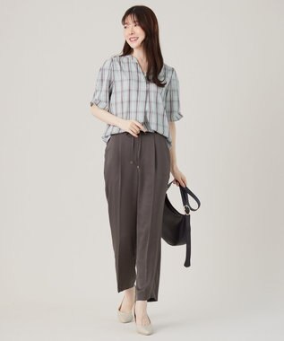 ANY SIS S 【洗える】ピケチェックT ブラウス ライトグリーン系3