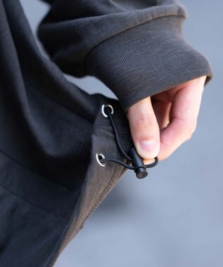 WEGO 【ユニセックス着用ITEM/MLサイズ展開】スラブチェックロゴジップパーカー ブラック中濃色