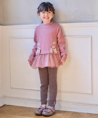 ANY KIDS 表起毛 レースアップ チュニック ピンク