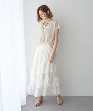 YECCA VECCA アシメラッフルスカート Off White