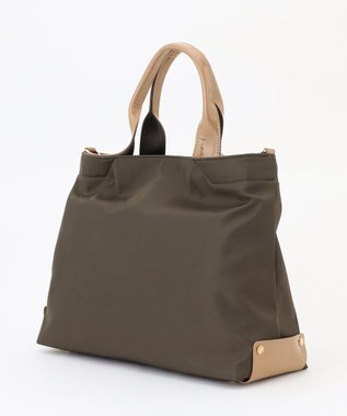 LA BAGAGERIE ツイルナイロン×エナメル 2WAYトートバッグ Mサイズ カーキ
