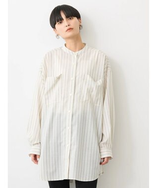 AMERICAN HOLIC イージーケア＋接触冷感　Ｗポケットシャツチュニック Stripe Ivory