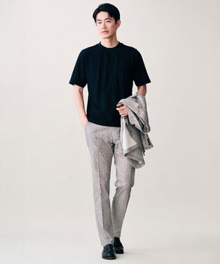 JOSEPH ABBOUD 【オリジナルジャージ生地/サラリ清涼/上質感】コンパクトブロックリンクス ドレス Ｔシャツ ネイビー系