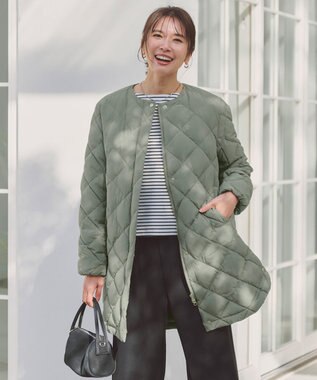 UNFILO L ハイツイストスムース バックZIP ボーダートップス オフ×ブラック