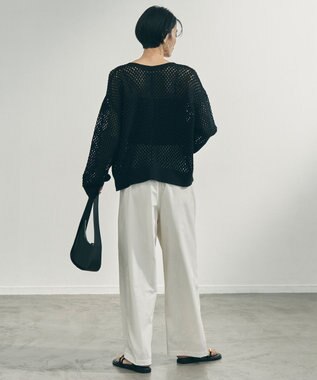 UNFILO クロシェレースニット ZIPカーディガン ブラック