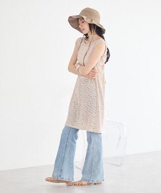 earth music&ecology 【2WAY】レースギャザーワンピース Beige