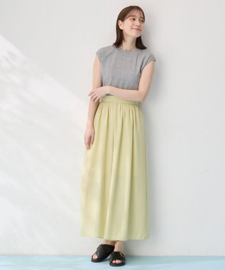 ANY L 【洗濯機可/接触冷感/UVカット】汗ジミ防止テレコノースリーブプルオーバー トップグレー