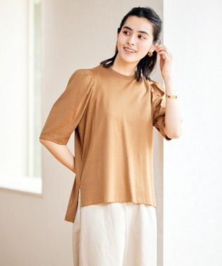 UNFILO マルチエフェクト ボリュームスリーブ Tシャツ キャメル