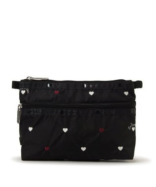 LeSportsac COSMETIC CLUTCH/レッド/ホワイトハートEMB