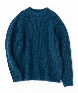 UNFILO MENS ヘアリー クルーネックニット ブルー グリーン