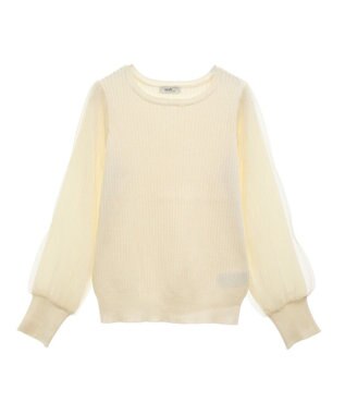 earth music&ecology マジョリカプリーツチュールニットプルオーバー Ivory