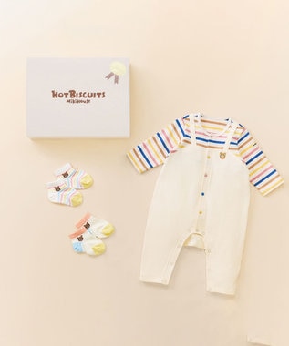 MIKI HOUSE HOT BISCUITS カバーオール＆ローカットソックスギフトセット【BOX付き】