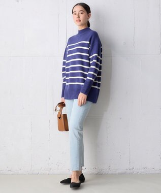 UNFILO センタープレステーパードデニム サックス