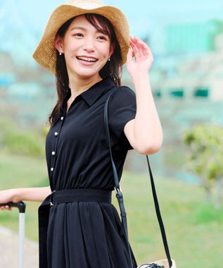 Tiaclasse 【洗える】シアー楊柳シャツワンピース ネイビー