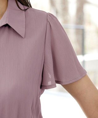 Tiaclasse 【洗える】シアー楊柳シャツワンピース ピンク