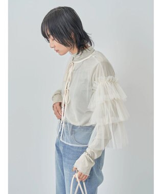 Green Parks ・ＥＬＥＮＣＡＲＥ　ＤＵＥ　２ｗａｙチュールブラウス Ivory