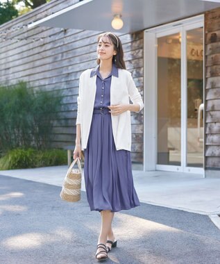 Tiaclasse 【洗える】シアー楊柳シャツワンピース ブルー