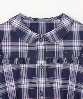 組曲 KIDS 【110-140㎝】プランタンチェック ワンピース ネイビー