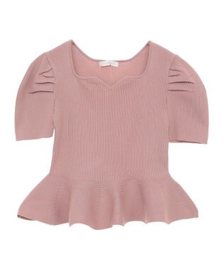 Green Parks ・ｓｗｉｎｇ　ｂｙ　ハートネックペプラムニット Off White