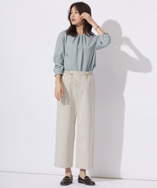 J.PRESS LADIES S 【WEB限定カラーあり】ストライプジャカード フロントタック カットソー グリーン系1