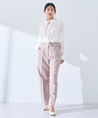 YECCA VECCA スタンドカラーシアーリボンブラウス Off White