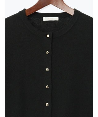 Te chichi メタルスクエア釦クルーネックカーディガン ブラック