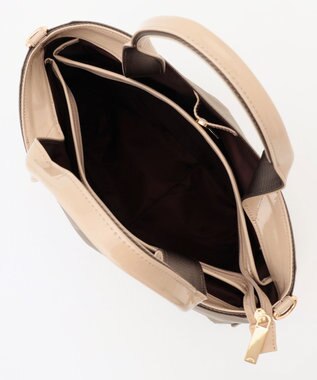 LA BAGAGERIE ツイルナイロン×エナメル 2WAYトートバッグ Mサイズ グレージュ