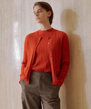 J.PRESS LADIES KNIT BASIC クルーネック ニット オレンジ系