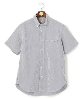 J.PRESS MEN 【クールマックス】サッカーストライプ／マイクロギンガムチェック シャツ/B.D ネイビー系1