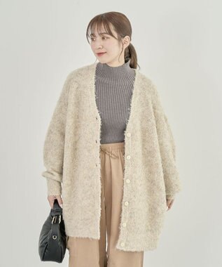 Green Parks ブークレーＶネックミディ丈カーディガン Beige