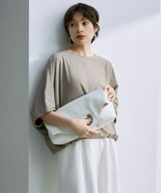 ICB L 【UVカット・接触冷感・速乾・洗える】マットスキューバ ドルマンスリーブプルオーバー クリームブラウン系