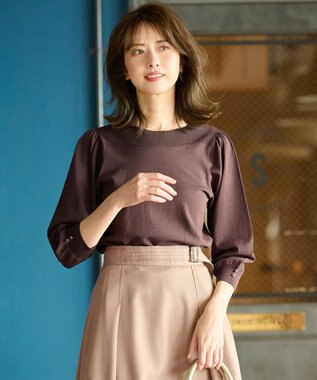 ANY SIS 【洗える】パフスリーブ ニット ブラウン