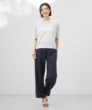 J.PRESS LADIES L 【洗える・抗菌防臭】LUREX ラメ ニットT ライトグレー系