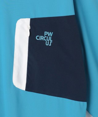 PW CIRCULUS 【吸水速乾 / UV遮蔽率99.5% UVカット / ストレッチ】【MEN】ロングスリーブ ポケットモックT ゴルフ スカイブルー系